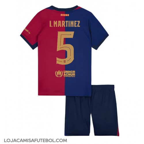 Camisa de Futebol Barcelona Inigo Martinez #5 Equipamento Principal Infantil 2024-25 Manga Curta (+ Calças curtas)